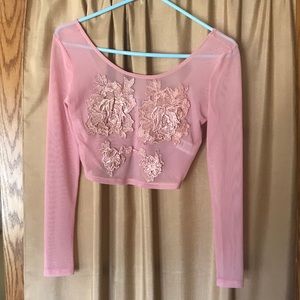 💕 Sheer mauve colored crop top, Sz Small